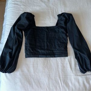 Abercrombie Poplin Puff Sleeve Crop Top